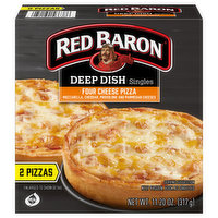Red Baron Pizza, Four Cheese, Deep Dish, Singles - 2 Each