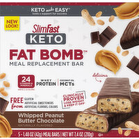 SlimFast Meal Replacement Bar, Whipped Peanut Butter Chocolate - 5 Each 