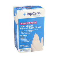 Topcare One Size Fits Most Powder-Free Latex Medical Exam Gloves - 50 Each 