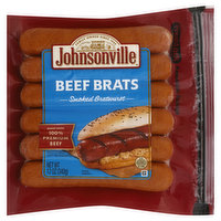 Johnsonville Bratwurst, Beef Brats, Smoked - 12 Ounce