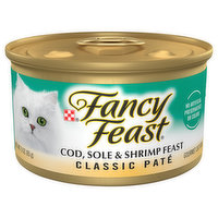 Fancy Feast Cat Food, Gourmet, Classic Pate, Cod, Sole & Shrimp Feast - 3 Ounce