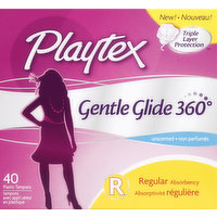 Playtex Tampons, Plastic, Regular Absorbency, Unscented - 40 Each 