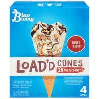 Blue Bunny Frozen Dairy Dessert, Bunny Tracks, Vanilla - 4 Each