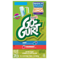 Go-Gurt Yogurt, Low Fat, Berry/Strawberry, Value Pack - 16 Each 