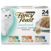 Fancy Feast Cat Food, Gourmet, Seafood, Classic Pate Collection - 24 Each