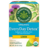 Traditional Medicinals Herbal Supplement, Organic, Lemon, Everyday Detox, Tea Bags - 16 Each 