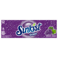 Sunkist Soda, Grape, 12 Pack - 12 Each 