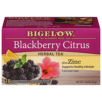 Bigelow Herbal Tea, Caffein Free, Plus Zinc, Blackberry Citrus, Tea Bags