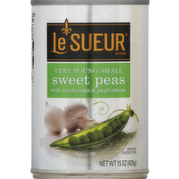 Le Sueur Sweet Peas, with Mushrooms & Pearl Onions, Very Young, Small - 15 Ounce 