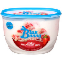 Blue Bunny Frozen Dairy Dessert, Double Strawberry Swirl, Premium - 48 Fluid ounce 