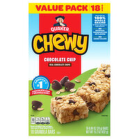 Quaker Granola Bars, Chocolate Chip, Chewy, 18 Pack, Value Pack
