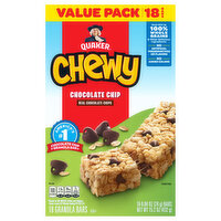 Quaker Granola Bars, Chocolate Chip, Chewy, 18 Pack, Value Pack - 18 Each 