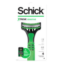 Schick Razors, Disposable, 3 Blades, Sensitive - 4 Each 