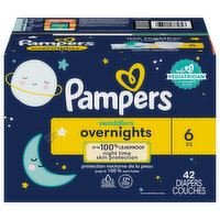 Pampers Diapers, Swaddlers, Overnights, 6 (35+ lb), Super Pack - 42 Each 