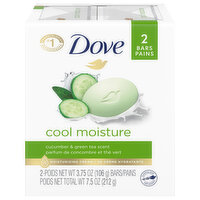 Dove Bars, Cucumber & Green Tea Scent, Cool Moisture - 2 Each 