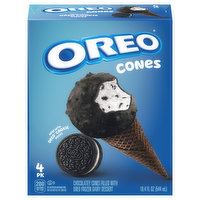 Oreo Frozen Dairy Dessert Cones, Chocolatey Cones Filled with Oreo, 4 Pack