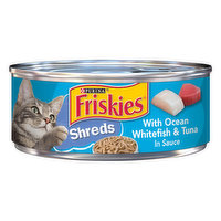 Friskies Cat Food, with Ocean White Fish & Tuna in Sauce, Shreds - 5.5 Ounce 