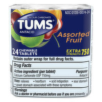 Tums Antacid, Extra Strength 750, Chewable Tablets, Assorted Fruit