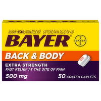 Bayer Back & Body, Extra Strength, 500 mg, Coated Caplets - 50 Each 