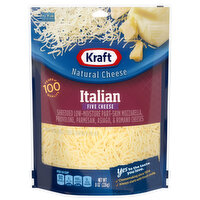 Kraft Shredded Cheese, Five Cheese, Italian - 8 Ounce 