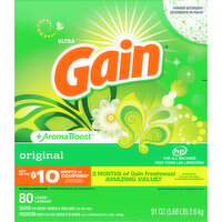 Gain Powder Detergent, Original, +Aroma Boost - 91 Ounce 