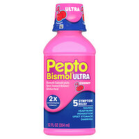 Pepto Bismol Upset Stomach Reliever/Antidiarrheal, Ultra, 5 Symptom Relief, Cherry - 12 Fluid ounce 