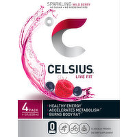 Celsius Energy Drink, Wild Berry, Sparkling, 4 Pack - 4 Each 