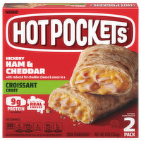 Hot Pockets Sandwiches, Hickory Ham & Cheddar, Croissant Crust, 2 Pack