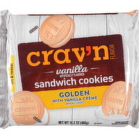 Crav'n Flavor Sandwich Cookies, Vanilla, Golden with Vanilla Creme