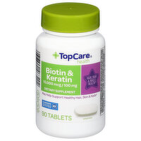 TopCare Biotin & Keratin, 10,000 mcg/100 mg, Tablets - 90 Each 