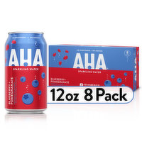 AHA Sparkling Water, Blueberry + Pomegranate, 8 Pack