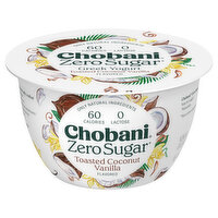 Chobani Yogurt, Zero Sugar, Toasted Coconut Vanilla Flavor - 5.3 Ounce 