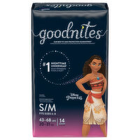 GoodNites Underwear, Nighttime, Disney Princess Moana, S/M, Girls - 14 Each 
