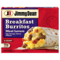 Jimmy Dean Breakfast Burrito, Meat Lovers, Egg/Sausage/Cheese - 4 Each 