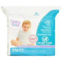 Tippy Toes Wipes, Thick Quilted, Lightly Scented - 216 Each