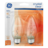 GE Light Bulbs, Ceiling Fan, Crystal Clear, 40 Watts - 2 Each
