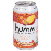 Humm Kombucha, Probiotic, Mango Passionfruit - 12 Fluid ounce 