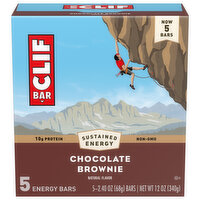 CLIF CLIF BAR - Chocolate Brownie Flavor - Made with Organic Oats - 10g Protein - Non-GMO - Plant Based - Energy Bars - 2.4 oz. (5 Pack)