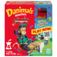 Danimals Yogurt, Strawberry Flavor, 1.5% Milkfat, Lowfat - 4 Each 