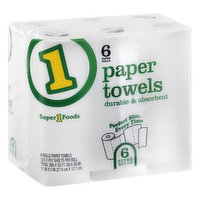 Super 1 Foods Paper Towels, Super Rolls, 2-Ply - 6 Each 