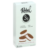 Rebel Ice Cream Sandwiches, Double Chocolate Cookies & Mint Chip - 3 Each 