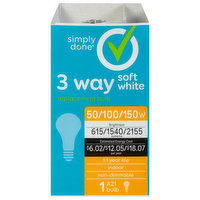 Simply Done Light Bulb, 3 Way, Soft White, 50/100/150 Watts