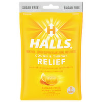 Halls Cough & Throat Relief, Sugar Free, Honey Lemon Flavor, Drops - 25 Each 