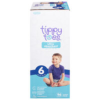 Tippy Toes Diapers, 6 (35+ lb), Giant Pack - 96 Each 