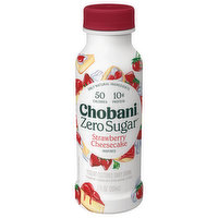 Chobani Yogurt-Cultured Dairy Drink, Zero Sugar, Strawberry Cheesecake Inspired - 7 Fluid ounce