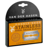 Van Der Hagen Razor Blades, Stainless Steel, Double Edge, Premium, 5 Pack