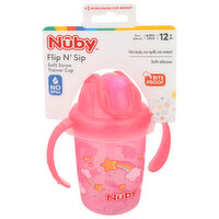 Nuby Trainer Cup, Soft Straw, Flip N' Sip, 12m+ - 1 Each 