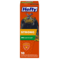 Hefty Trash Bags, Drawstring, Strong, Extra Large, 39 Gallon - 10 Each