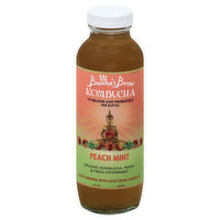 Buddhas Brew Kombucha, Peach Mint - 16 Ounce