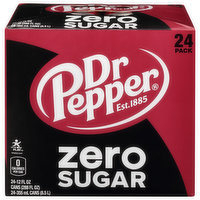 Dr Pepper Soda, Zero Sugar, 24 Pack
